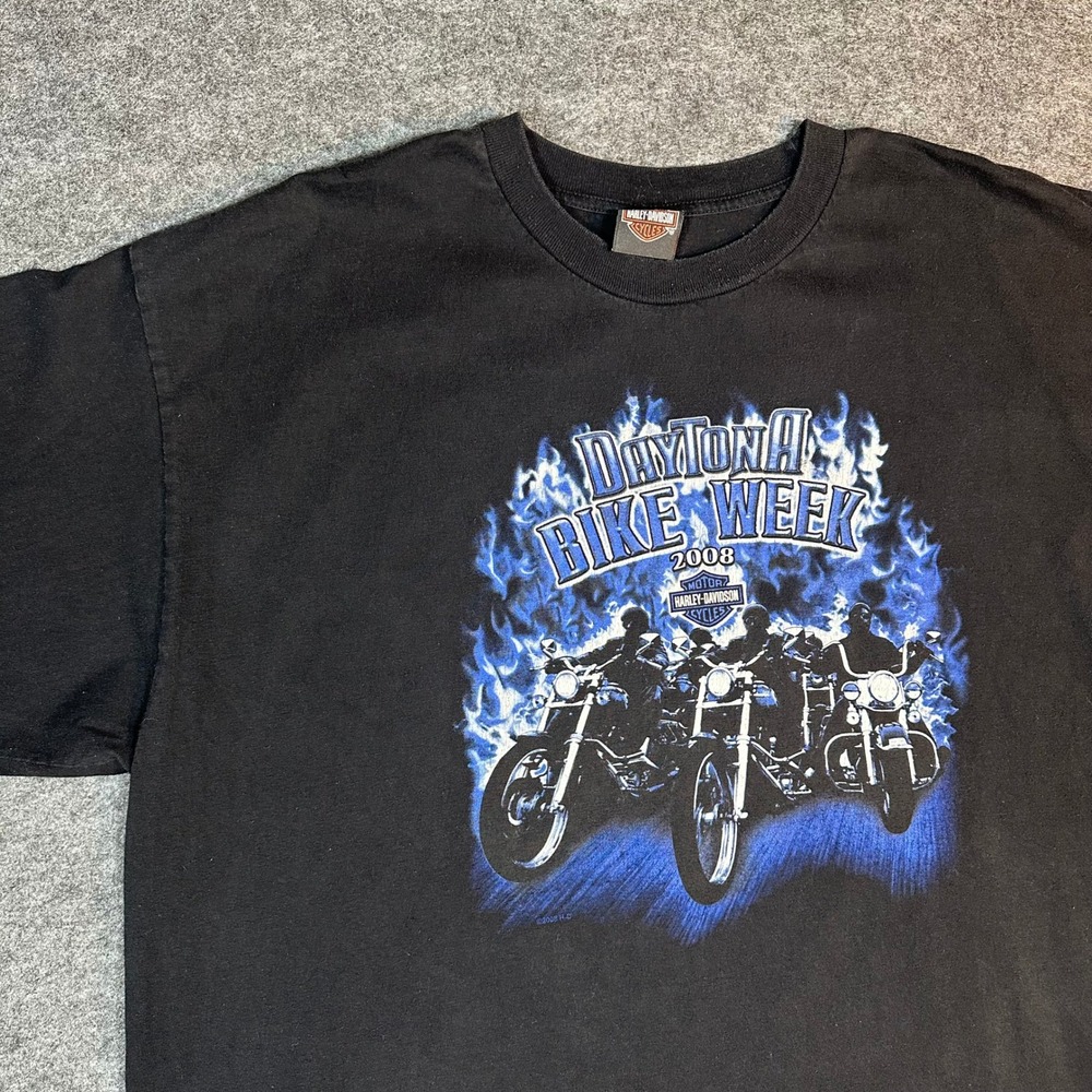 Harley Davidson Daytona Bike‎ Week 2008 Black T Shirt Men's 3XL Flame Motorcycle